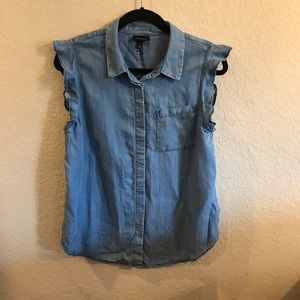 Who What Wear Blue Button Down Top